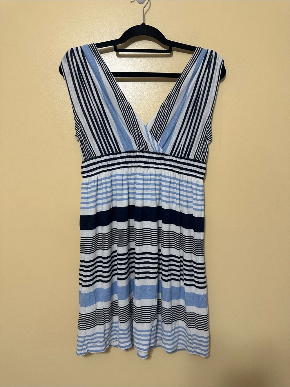 Loft Striped Sleeveless Summer Dress Dep V Multi Stripe Women S Black/Blue
